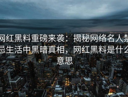 网红黑料重磅来袭：揭秘网络名人禁忌生活中黑暗真相，网红黑料是什么意思